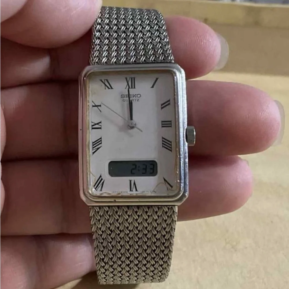Seiko Hybrid E029-5450 Vintage Rare Date Quartz Mens Watch - Picture 1 of 7
